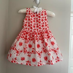 Beautiful baby dress by Crazy 8, white with red floral print, size 6-12m